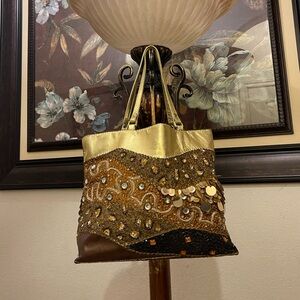 Elegant Gold and Brown Women's Bag